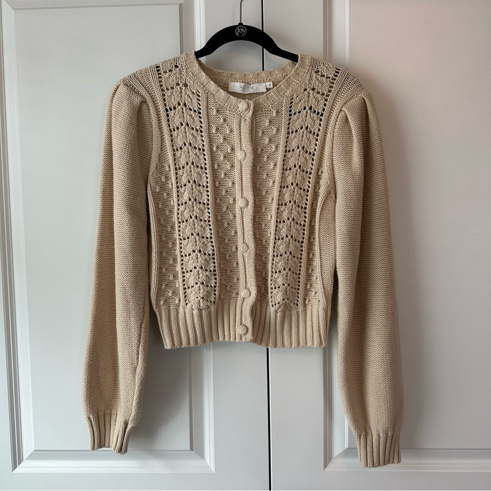 ASTR the Label Marlena Knit Sweater Cardigan Cream Size Large